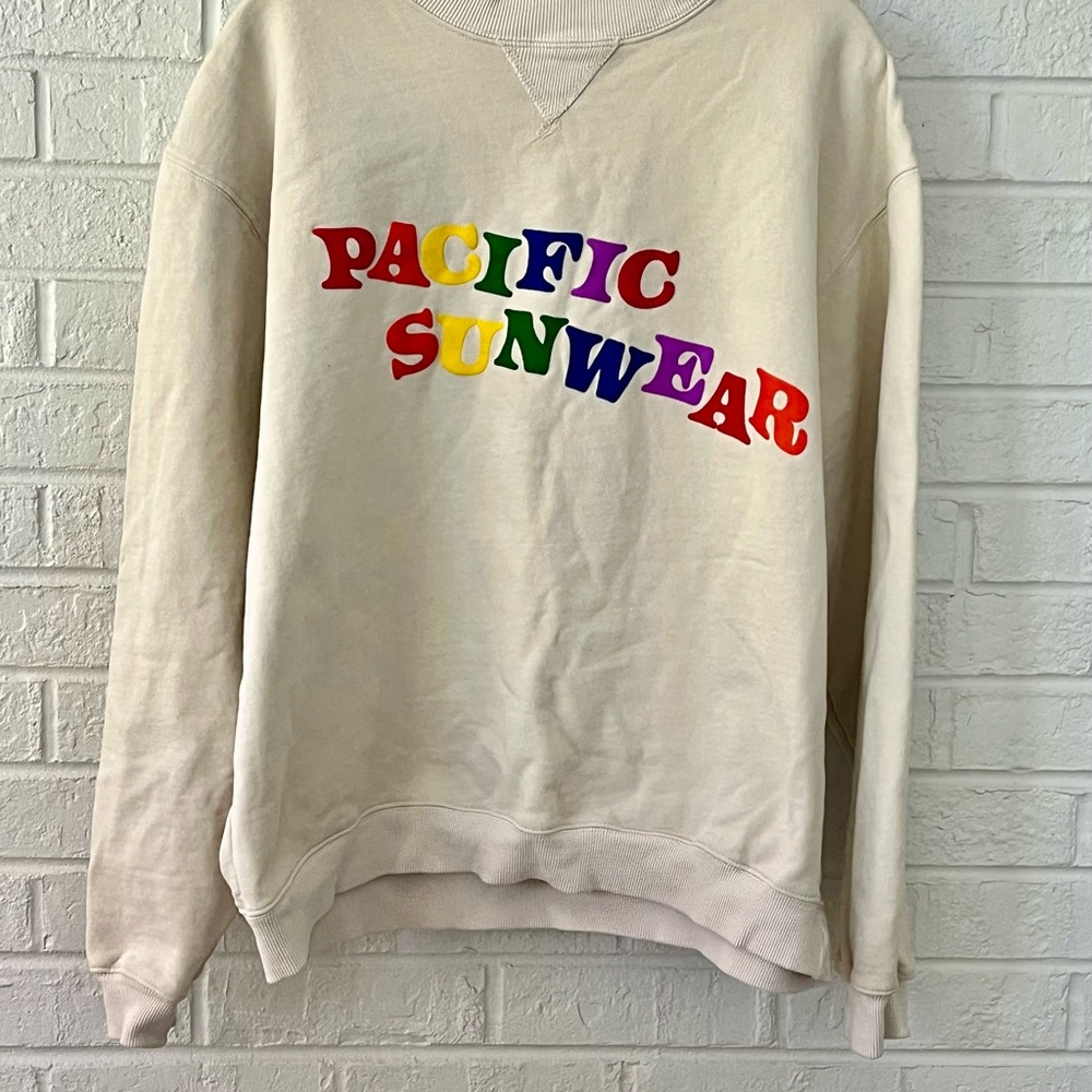 PacSun Multicolor Logo Cream Sweatshirt